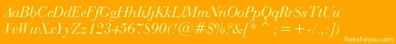 BauerBodoniItalicBt Font – Yellow Fonts on Orange Background