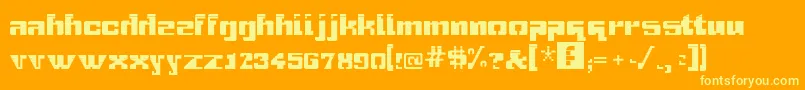 GridbreakSans-Schriftart – Gelbe Schriften auf orangefarbenem Hintergrund