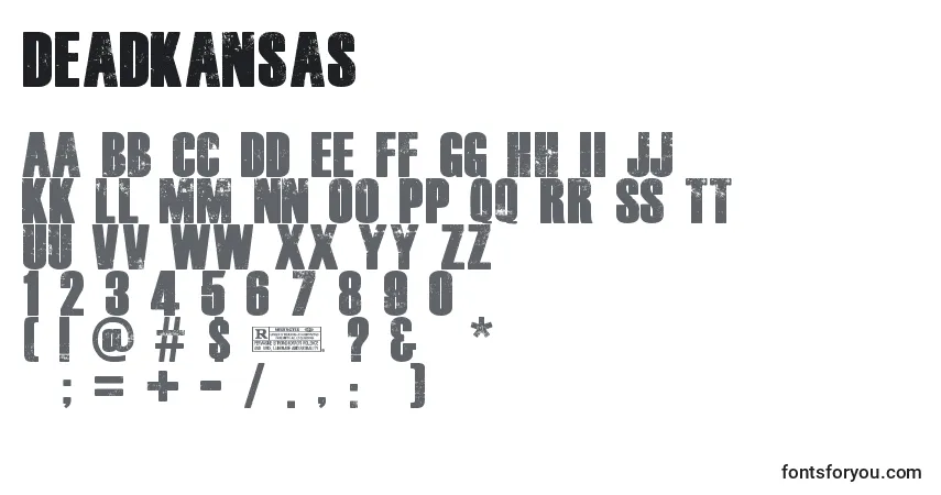 Czcionka DeadKansas – alfabet, cyfry, specjalne znaki
