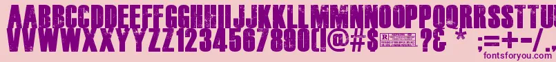 DeadKansas-fontti – violetit fontit vaaleanpunaisella taustalla