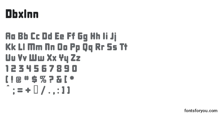 A fonte Dbxlnn – alfabeto, números, caracteres especiais