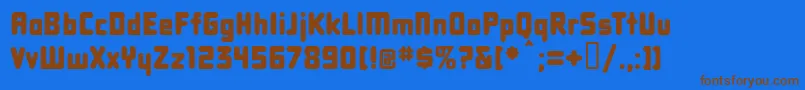 フォントDbxlnn – 茶色の文字が青い背景にあります。