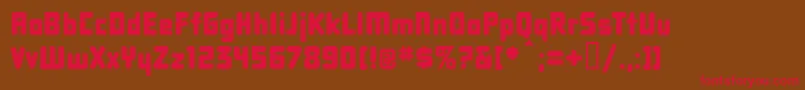 フォントDbxlnn – 赤い文字が茶色の背景にあります。