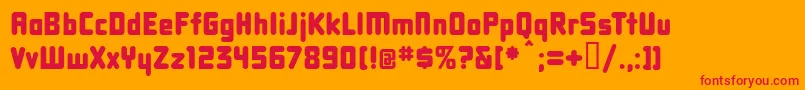 Dbxlnn-Schriftart – Rote Schriften auf orangefarbenem Hintergrund