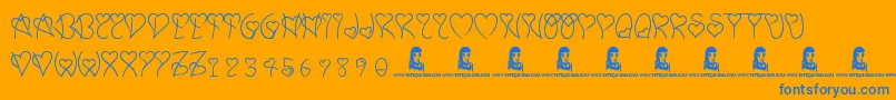 SweetHeart-Schriftart – Blaue Schriften auf orangefarbenem Hintergrund