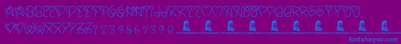 SweetHeart-Schriftart – Blaue Schriften auf violettem Hintergrund