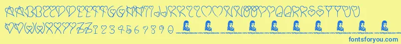 Шрифт SweetHeart – синие шрифты на жёлтом фоне