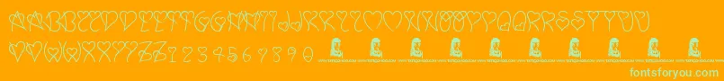 SweetHeart Font – Green Fonts on Orange Background