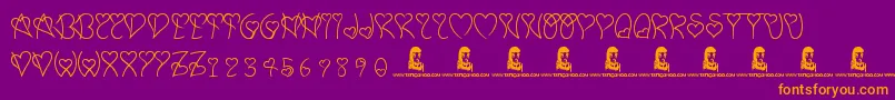 SweetHeart-Schriftart – Orangefarbene Schriften auf violettem Hintergrund