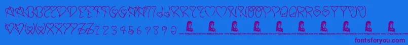 SweetHeart-Schriftart – Violette Schriften auf blauem Hintergrund