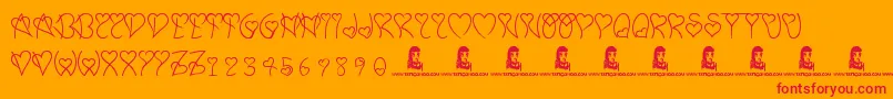 SweetHeart Font – Red Fonts on Orange Background
