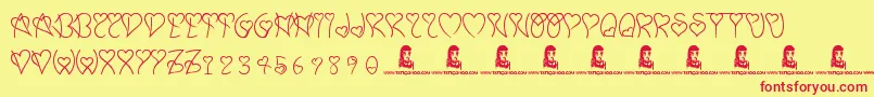 Fonte SweetHeart – fontes vermelhas em um fundo amarelo