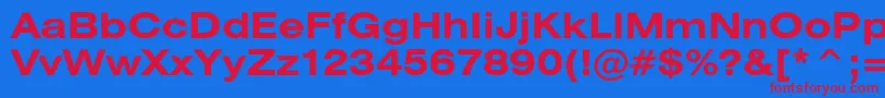 HeliosextcBold Font – Red Fonts on Blue Background