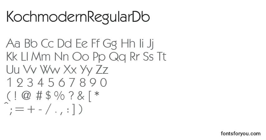 Czcionka KochmodernRegularDb – alfabet, cyfry, specjalne znaki