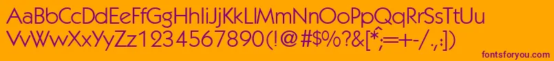 KochmodernRegularDb-Schriftart – Violette Schriften auf orangefarbenem Hintergrund