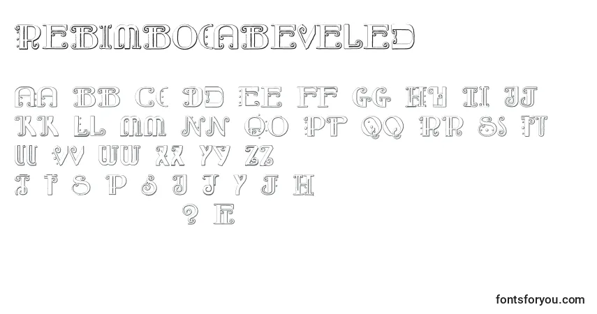 Schriftart RebimbocaBeveled – Alphabet, Zahlen, spezielle Symbole
