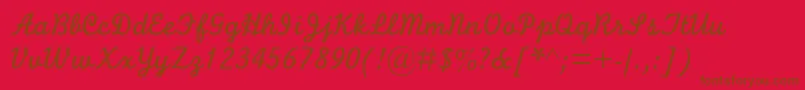MonolineScriptMt-Schriftart – Braune Schriften auf rotem Hintergrund