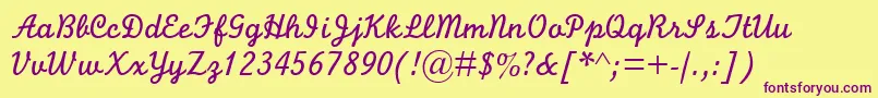 MonolineScriptMt Font – Purple Fonts on Yellow Background