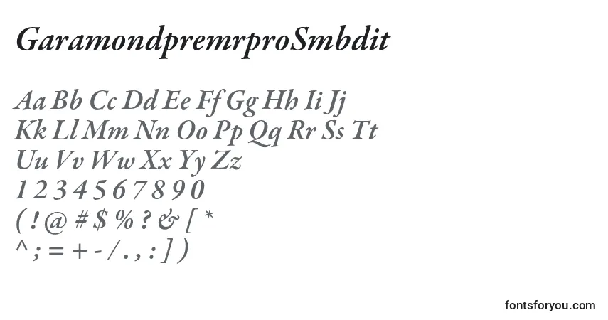 Czcionka GaramondpremrproSmbdit – alfabet, cyfry, specjalne znaki