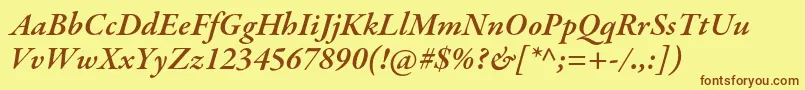 GaramondpremrproSmbdit Font – Brown Fonts on Yellow Background