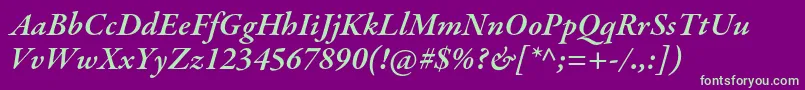 GaramondpremrproSmbdit Font – Green Fonts on Purple Background