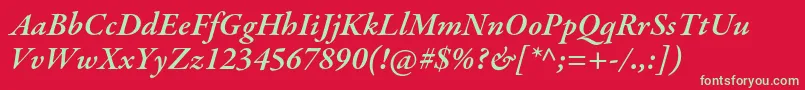 GaramondpremrproSmbdit Font – Green Fonts on Red Background