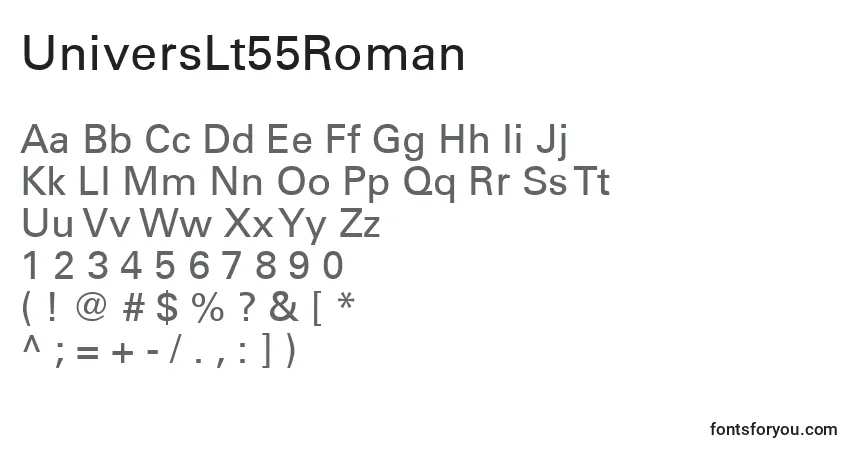 Шрифт UniversLt55Roman – алфавит, цифры, специальные символы
