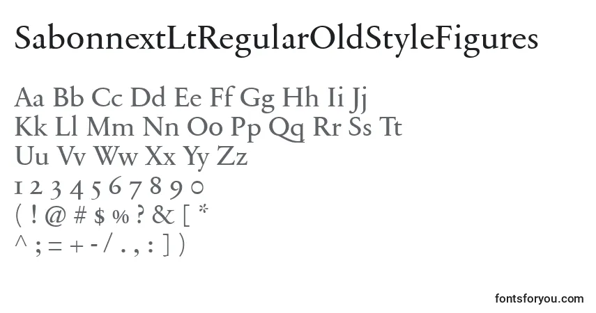 Czcionka SabonnextLtRegularOldStyleFigures – alfabet, cyfry, specjalne znaki