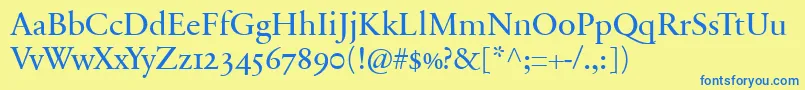 SabonnextLtRegularOldStyleFigures Font – Blue Fonts on Yellow Background