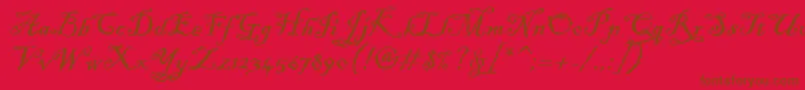 Fonte BlackadderItc – fontes marrons em um fundo vermelho
