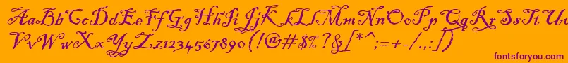 BlackadderItc Font – Purple Fonts on Orange Background