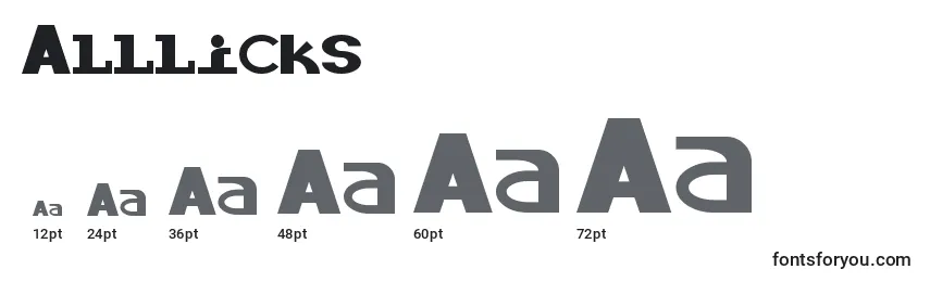 Alllicks Font Sizes