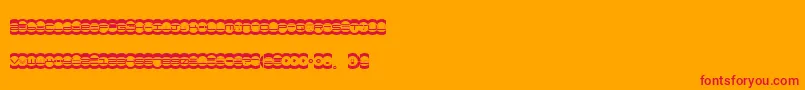 MisterEasy-Schriftart – Rote Schriften auf orangefarbenem Hintergrund