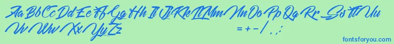 WeekendOnTheMountains Font – Blue Fonts on Green Background