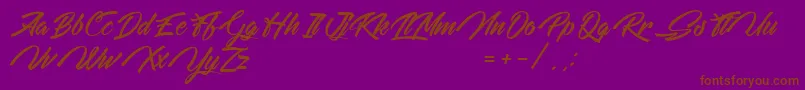 WeekendOnTheMountains-Schriftart – Braune Schriften auf violettem Hintergrund