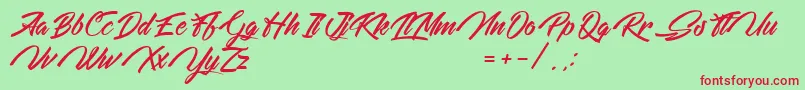 WeekendOnTheMountains Font – Red Fonts on Green Background