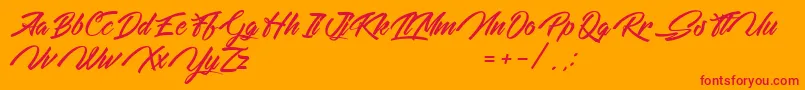 WeekendOnTheMountains Font – Red Fonts on Orange Background