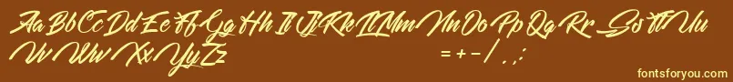 WeekendOnTheMountains Font – Yellow Fonts on Brown Background