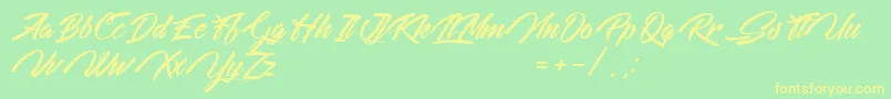 WeekendOnTheMountains-Schriftart – Gelbe Schriften auf grünem Hintergrund