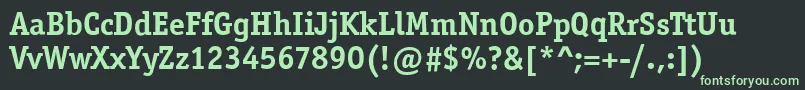 フォントOfficinaSerifItcBold – 黒い背景に緑の文字