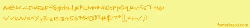 フォントBeasleyLight – オレンジの文字が黄色の背景にあります。