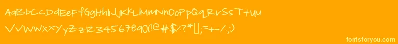 BeasleyLight-Schriftart – Gelbe Schriften auf orangefarbenem Hintergrund