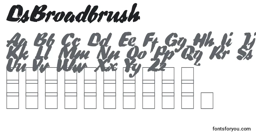 DsBroadbrush-fontti – aakkoset, numerot, erikoismerkit