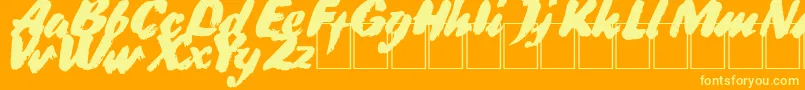 DsBroadbrush-Schriftart – Gelbe Schriften auf orangefarbenem Hintergrund