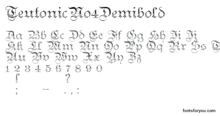 A fonte TeutonicNo4Demibold – alfabeto, números, caracteres especiais