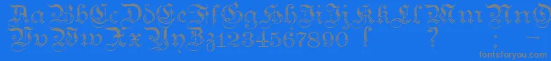 TeutonicNo4Demibold-Schriftart – Graue Schriften auf blauem Hintergrund