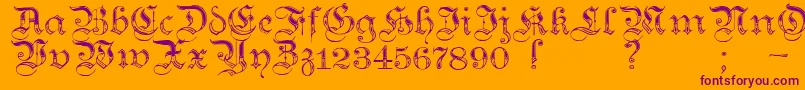 TeutonicNo4Demibold-Schriftart – Violette Schriften auf orangefarbenem Hintergrund