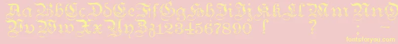 TeutonicNo4Demibold-Schriftart – Gelbe Schriften auf rosa Hintergrund