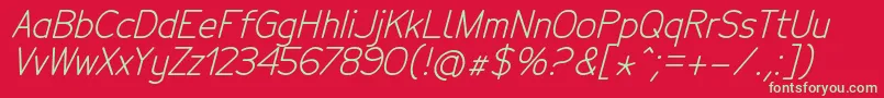 TecnicoRegularitalic-Schriftart – Grüne Schriften auf rotem Hintergrund