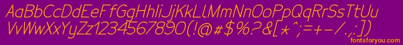 TecnicoRegularitalic-fontti – oranssit fontit violetilla taustalla